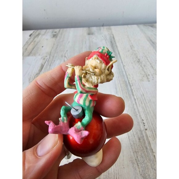 Enesco tiddles ornament elf fiddle vintage figurine 1990 ziminecki Xmas decor - Picture 2 of 10
